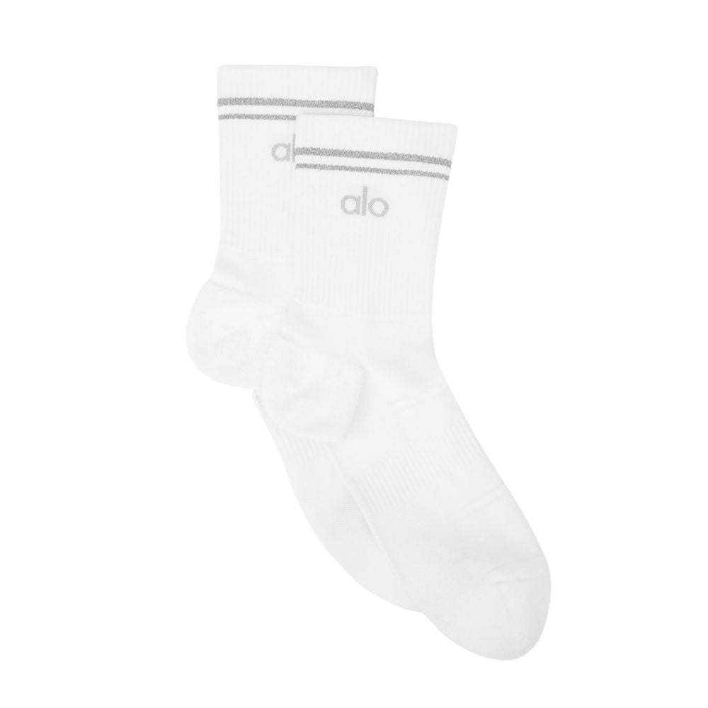Unisex Half-Crew Performance Sock - White